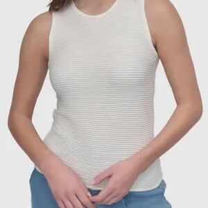 DKNY Cream Ribbed Tank Top